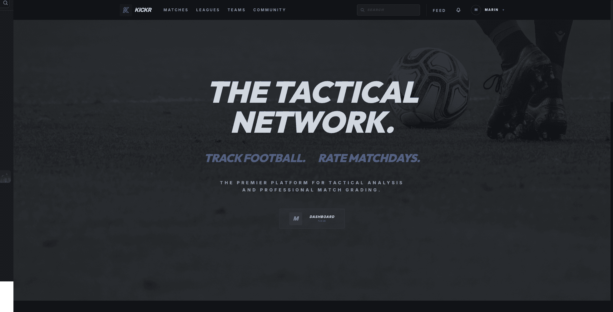 Interface de la plateforme footballistique KickrHQ montrant les statistiques de match.